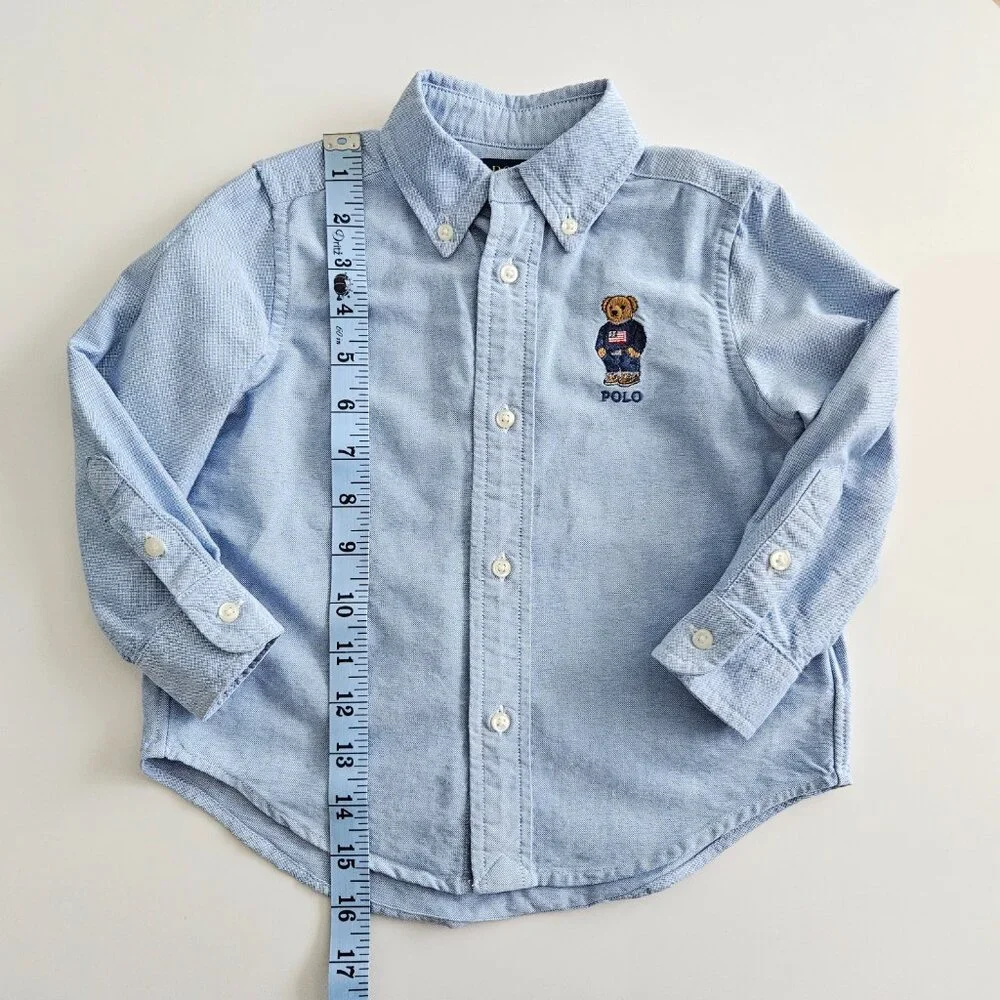 Ralph Lauren Polo Bear Oxford Shirt – Blue, Size 2T - Picture 10 of 12